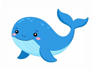 Fototapeta premium Adorable Blue Whale Cartoon Illustration for Childrens Designs.