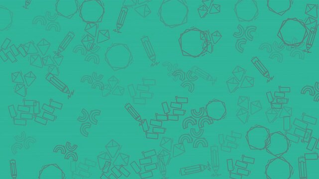 A vibrant teal background showcases a subtle seamless pattern of graphic outline icons