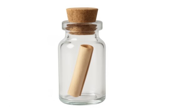 Glass bottle with scroll, sending secret message