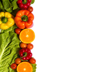 Fresh colorful organic vegetables on a png background, farming and healthy food concept copy space flat lay