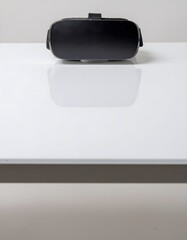 Black virtual goggles resting on polished surface high resolution photo