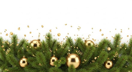 Christmas garland with golden baubles
