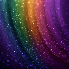 Vibrant abstract background with colorful waves and shimmering particles.