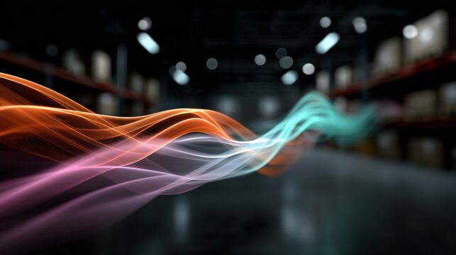 Exploring trade barriers in warehouse aesthetics. Information beams. Understanding tariff impacts in a warehouse setting. Social networking. Digital communication.