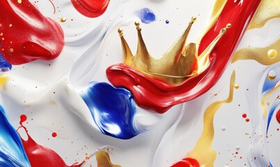 Abstract liquid paint swirls with gold accent for creative backgrounds