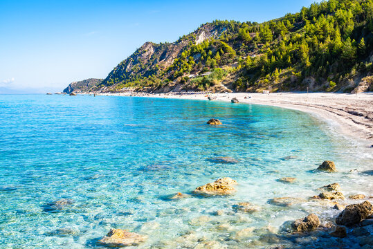 Amazing Avali beach with turquoise blue sea, Lefkada island, Greece