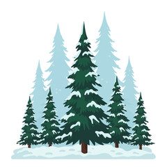 Obraz premium Snowy fir tree forest in winter season representing Christmas 