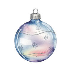 Blue Watercolour Holiday Ornament Illustration for Christmas Decor