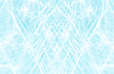 Blue water with ripples on the surface. Defocus blurred transparent blue colored clear calm water surface texture with splashes and bubbles. Water waves with shining pattern texture background.