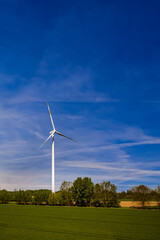 wind turbine on a green field