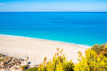 View of blue sea on Milos beach, Lefkada island, Greece