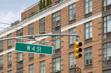 west 4 st sign (w 4th) in greenwhich village manhattan new york city famous street signage in nyc travel tourism destination