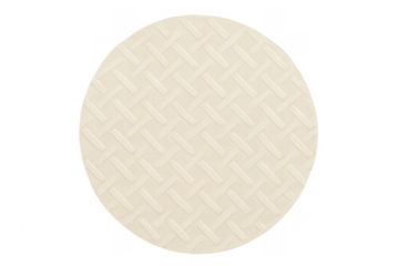 Round beige paper coaster with textured diamond pattern