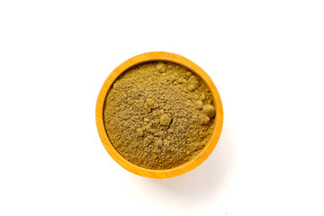 Gotu kola powder on white background.