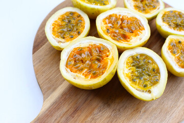 Yellow passion fruit, tropical exotic fruit