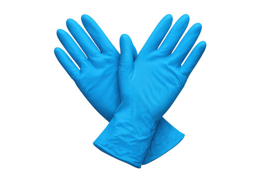 Blue medical gloves creating a protective barrier, symbolizing health, safety, and hygiene on a transparent background