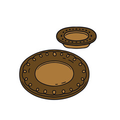 Hand drawn hygge doodle clay plates icon vector illustration. Cozy home decor line art
