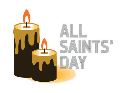 Two candles burning for all saints' day celebration art