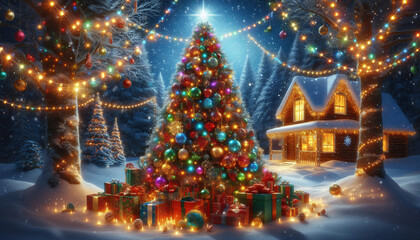 Fototapeta premium christmas tree in the night