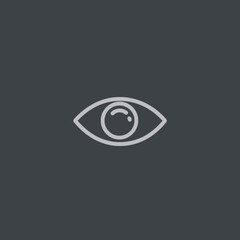 A simple outline eye icon on a dark grey background