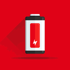 Low battery icon with lightning in red and white