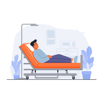 Patient in a hospital bed resting inside a medical clinic