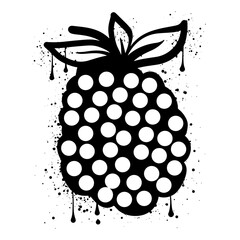 Blackberry fruit graffiti with black spray paint