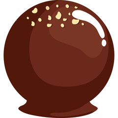 Delicious Dark Chocolate Truffle Candy With Nuts Sprinkled On Top On Transparent Background Highlighting Rich Brown Color and Smooth Texture