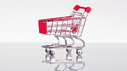 carrier. Isolated shopping cart with metallic sheen against a softly blurred white backdrop. pitch deck slides, case study pages, designed for enterprise HRIS and productivity software interfaces.