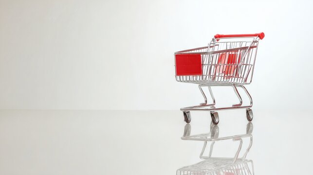 carrier. Isolated shopping cart with metallic sheen against a softly blurred white backdrop. pitch deck slides, case study pages, designed for enterprise HRIS and productivity software interfaces. - Powered by Adobe