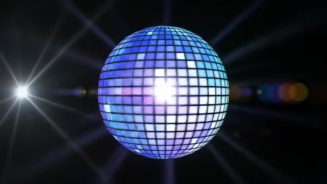 Vibrant disco ball shining colorful light rays for a nightclub party background