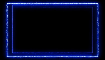 A glowing blue rectangular frame on a black background, with inner and outer lines