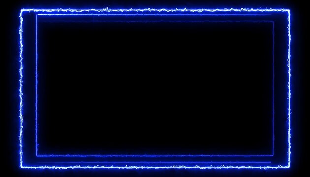A glowing blue rectangular frame on a black background, with inner and outer lines