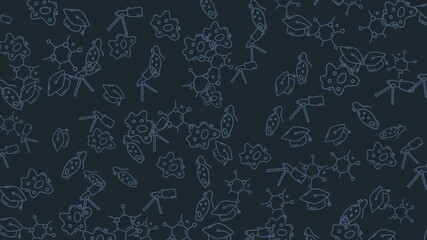 A Seamless Pattern of science doodles. Education, learning and discovery background. Great for textiles, wallpaper, and wrapping paper