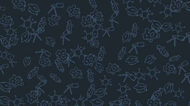 A Seamless Pattern of science doodles. Education, learning and discovery background. Great for textiles, wallpaper, and wrapping paper