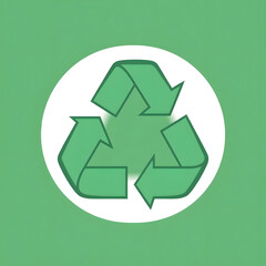 Obraz premium Green recycling symbol on a clean white circle background, isolated for eco-friendly designs 
