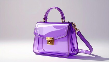 A Clear Stylish Purple Handbag Isolated on a White Surface with Elegant Gold Accents
