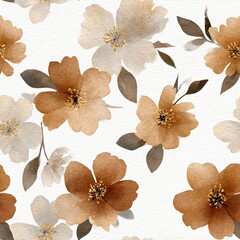 Naklejka premium Watercolor seamless pattern with floral ornament. Hand drawn flower texture for textile print, wedding invitation, card, wallpaper, fabric.