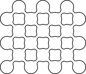Modular grid of outlined circles arranged in a large open checker formation.