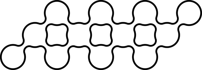 Modular formation of interconnected hollow circles arranged in a compact checker-style geometric grid pattern.