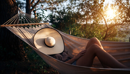 Rilassarsi sopra una comoda amaca sulla spiaggia al sole