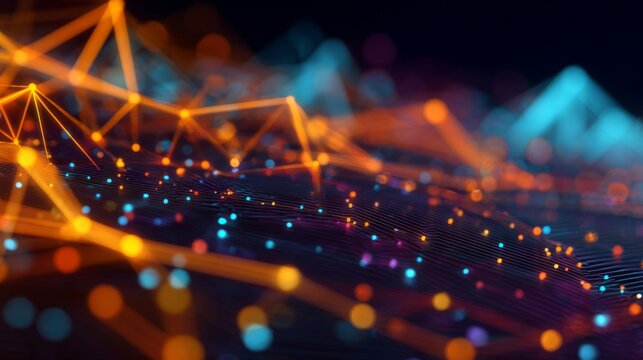 A journey into the depths of data science and modern solutions. Futuristic system. Big data analytics: a vivid dance of colors and complexity. Ai dataflow. Artificial intelligence.