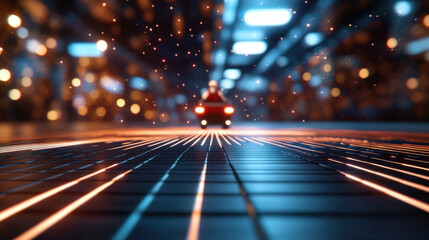 An abstract representation of car lights in motion, creating a mesmerizing effect that conjures feelings of adventure and excitement suitable for the festive season.