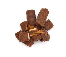 Big chocolate candy on a white background