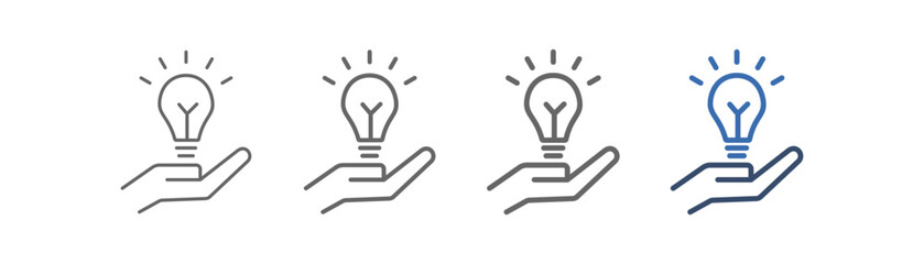 
outline icon sheet solution with hand and light bulb design