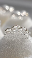 Close Up Macro Shot Of Many Clear Water Bubbles Clustered Together On