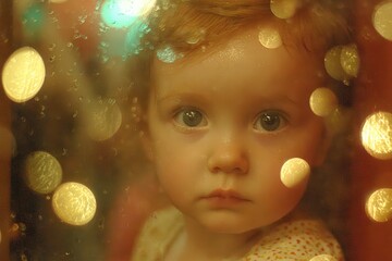 Close up Portrait of a Young Girl with Big Blue Eyes and Red Hair