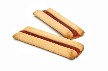 Cookies with jam closeup isolated on a white