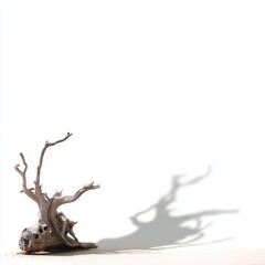 Gnarly Weathered Tree Root on Sandy Beach With Dramatic Shadow