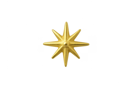 Golden eight-pointed star decoration with transparent background
